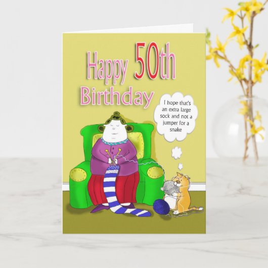 Carte drôle 50e anniversaire (Fleur jaune)