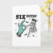 Carte Drôle 67 Meme Squelette Effrayant Six Sept Générat (Fleur jaune)