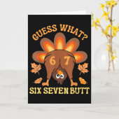 Carte Drôle 67 Mème Thanksgiving Turkey Devinez quoi Six (Fleur jaune)