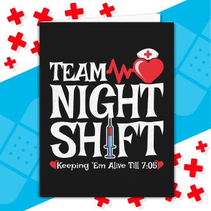 Carte Drôle 7:05 Team Night Shift Infirmière Appréciatio