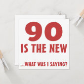 Carte Drôle 90e anniversaire Gag Dons (Devant/Arrière en situation)