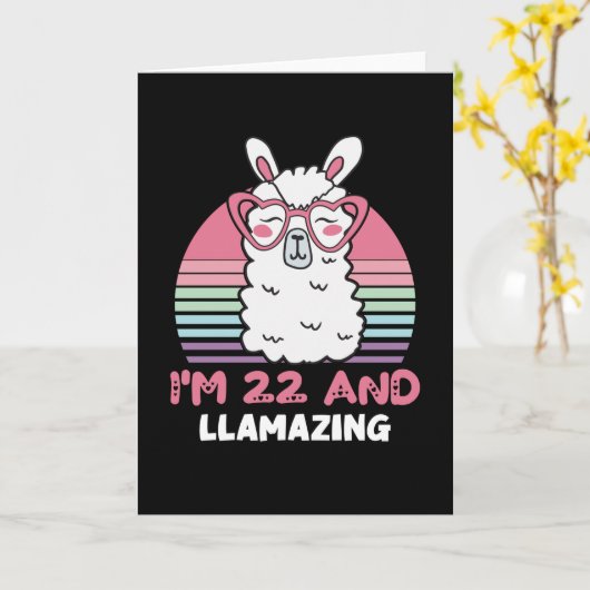Carte Drôle adorable Llama 22e cadeau d'anniversaire pou (Fleur jaune)