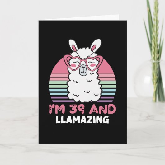 Carte Drôle Adorable Llama 39e Anniversaire Cadeau Pour  (Devant)