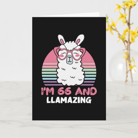 Carte Drôle Adorable Llama 66e Anniversaire Don Pour Fem (Fleur jaune)