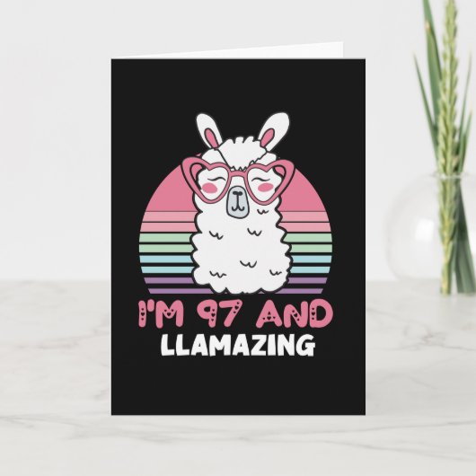 Carte Drôle Adorable Llama 97e Anniversaire Cadeau Pour (Devant)