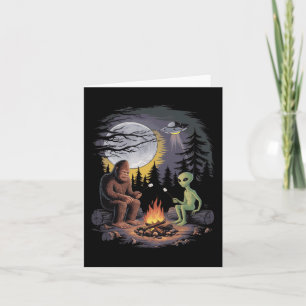 Carte Drôle Alien Et Bigfoot Randonnée Lune Sasquatch Uf