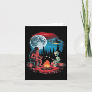 Carte Drôle Alien Et Bigfoot Randonnée Lune Sasquatch Uf