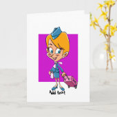 Carte Drôle animateur de l'hôtesse de l'air (Fleur jaune)