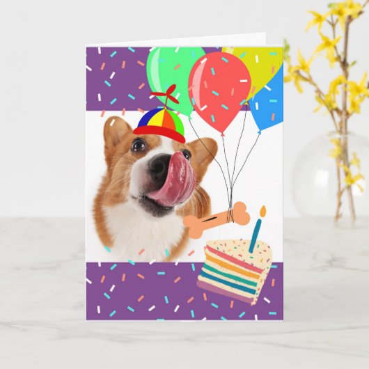 Carte Drôle Anniversaire Corgi Vous avez obtenu ce permi (Fleur jaune)