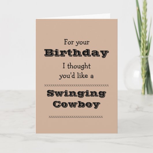 Carte Drôle Anniversaire Swing Cowboy Cartoon (Devant)