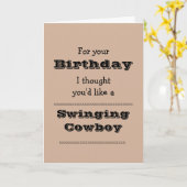 Carte Drôle Anniversaire Swing Cowboy Cartoon (Fleur jaune)