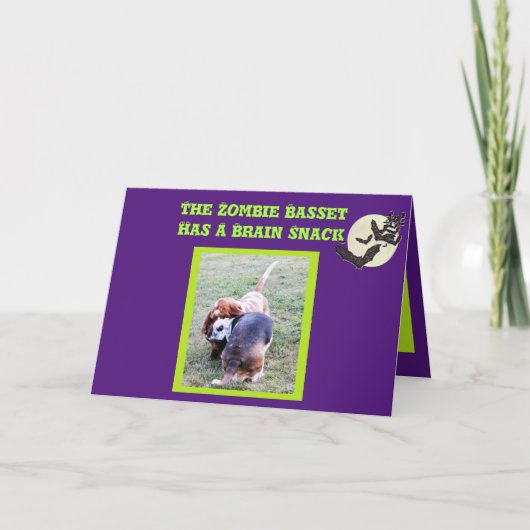 Carte Drôle Basset Hound Zombie Halloween Card (Devant)