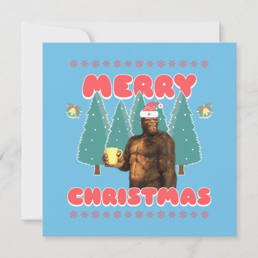 Carte Drôle Bigfoot - Joyeux Noël (Devant)