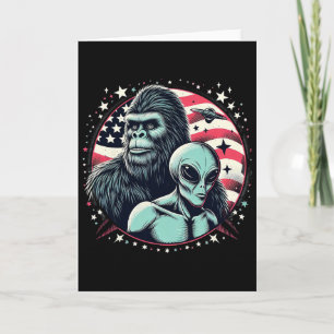 Carte Drôle Bigfoot Sasquatch Alien Amp Bigfoot Drapeau