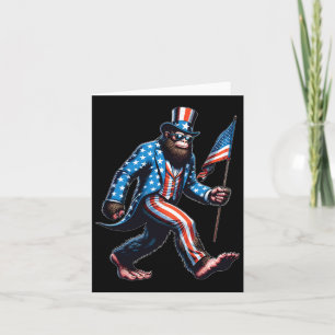 Carte Drôle Bigfoot Sasquatch Drapeau Américain 4 juille