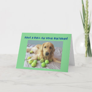 Carte Drôle Birthday Card Chien avec balles de tennis