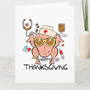 Carte Drôle Bon thanksgiving Turquie Infirmière