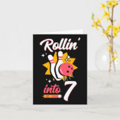 Carte Drôle Bowling 7e Anniversaire Rollin' Into 7 (Fleur jaune)