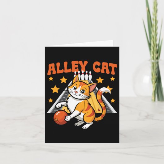 Carte Drôle Bowling Chat Pun Alley Chat (Devant)