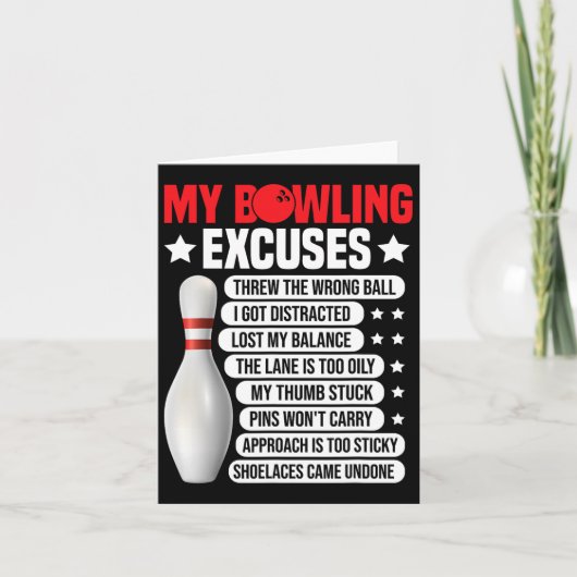 Carte Drôle Bowling Excuses Pour Bowler 2 (Devant)