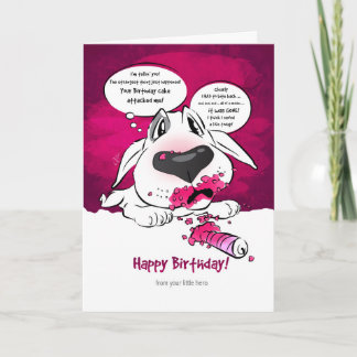 Carte Drôle Bull Terrier Cartoon Card "Joyeux anniversai