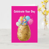 Carte Drôle cadeau d'anniversaire de pomme de terre avec (Fleur jaune)