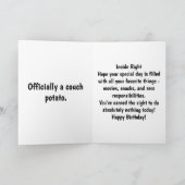 Carte Drôle cadeau d'anniversaire de pomme de terre avec (Intérieur)