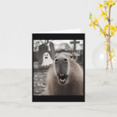 Carte Drôle Capybara Ghost Halloween Costume Capybara Ha (Fleur jaune)