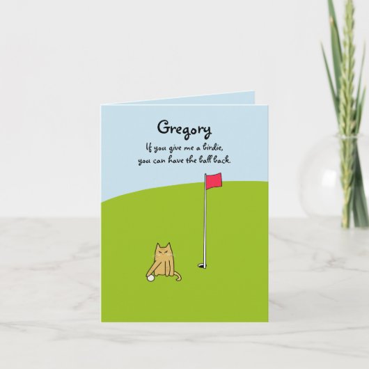 Carte Drôle Cartoon Chat Birdie Golf Plaisanterie Annive (Devant)