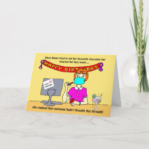 Carte Drôle Cartoon Femme Visage Masque Chocolat