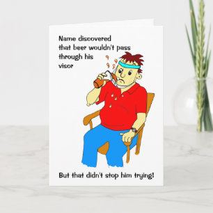 Carte Drôle Cartoon Homme Visor Bière Anniversaire