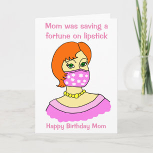 Carte Drôle Cartoon Maman Masque Visage Rouge Lipstick