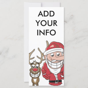 Carte Drôle Cartoon Père Noël et Rudolph