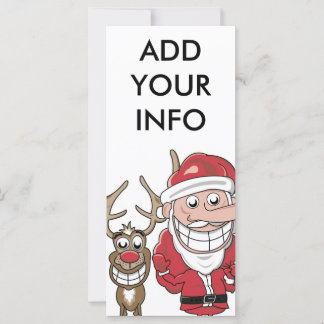 Carte Drôle Cartoon Père Noël et Rudolph