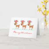 Carte Drôle Cartoon Reindeer Cerf Noël Santa Hat