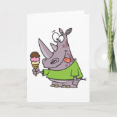 Carte Drôle Cartoon Rhino Manger de la crème glacée mign (Devant)