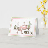 Carte Drôle Chat Étirement Vierge à l'intérieur de la ca (Fleur jaune)