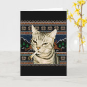 Carte Drôle Chat Fumeur Mème Noël Sweat Ugly Chat (Fleur jaune)