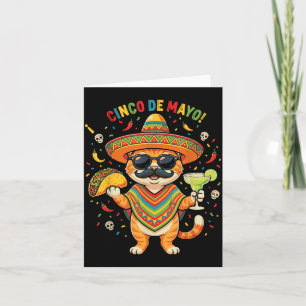 Carte Drôle Chat Taco Margarita Sombrero Cinco De Mayo