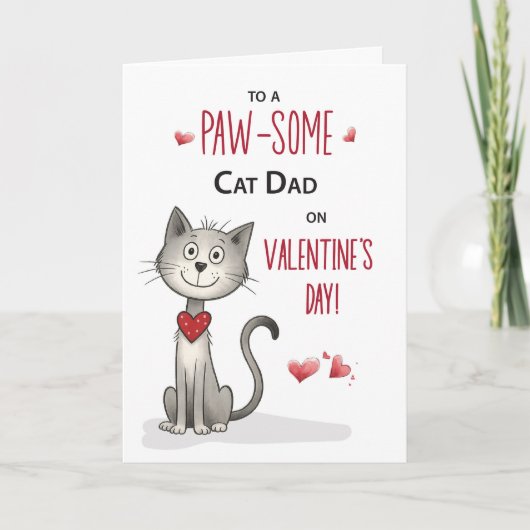 Carte Drôle Chat Valentine pour papa de l'animal de comp (Devant)