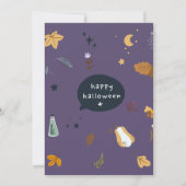 Carte Drôle chats de dessin animé avec balais, citrouill (Devant)