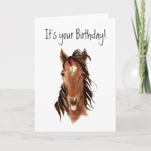 Carte Drôle Cheval Sticout Langue, Insulte Anniversaire (Devant)