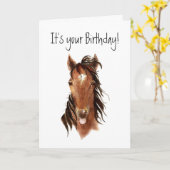 Carte Drôle Cheval Sticout Langue, Insulte Anniversaire (Fleur jaune)