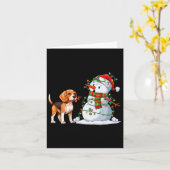 Carte Drôle chien Beagle Snowman feux de Noël Xma (Fleur jaune)