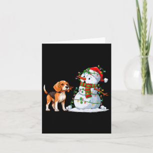 Carte Drôle chien Beagle Snowman feux de Noël Xma