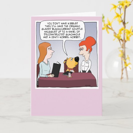 Carte Drôle Chien Commandes Fancy Fête Anniversaire (Fleur jaune)