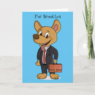 Carte Drôle chien en costume d'entreprise dessin animé
