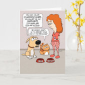 Carte Drôle Chien et Chat Inquiété du propriétaire Anniv (Fleur jaune)