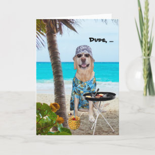 Carte Drôle chien / Lab à Hawaiian Chemise sur la plage