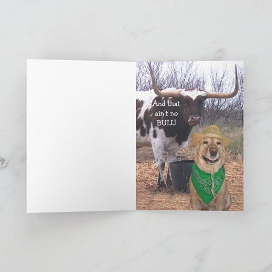 Carte Drôle Chien/Lab No Bull Anniversaire (Intérieur)